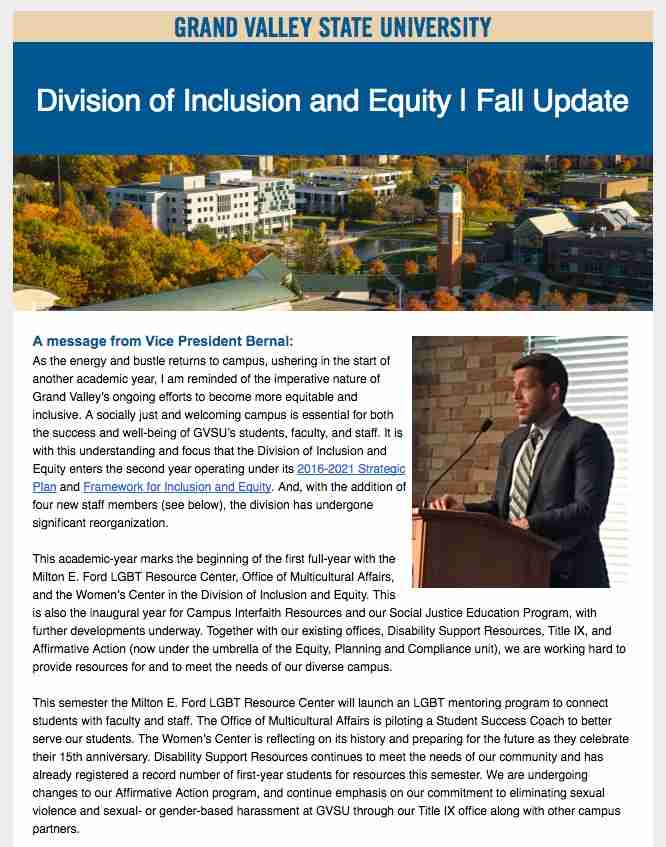 Fall 2016 Newsletter and welcome message from Dr. Bernal